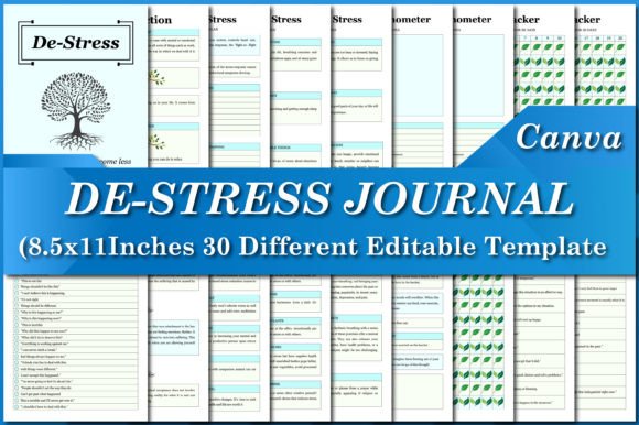 Mastering Your Mental Landscape with DE-STRESS JOURNAL Canva Templates