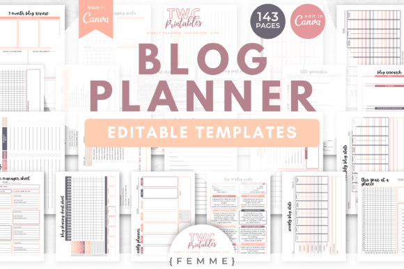 Streamline Your Strategy with Blog Planner Canva Templates FEMME
